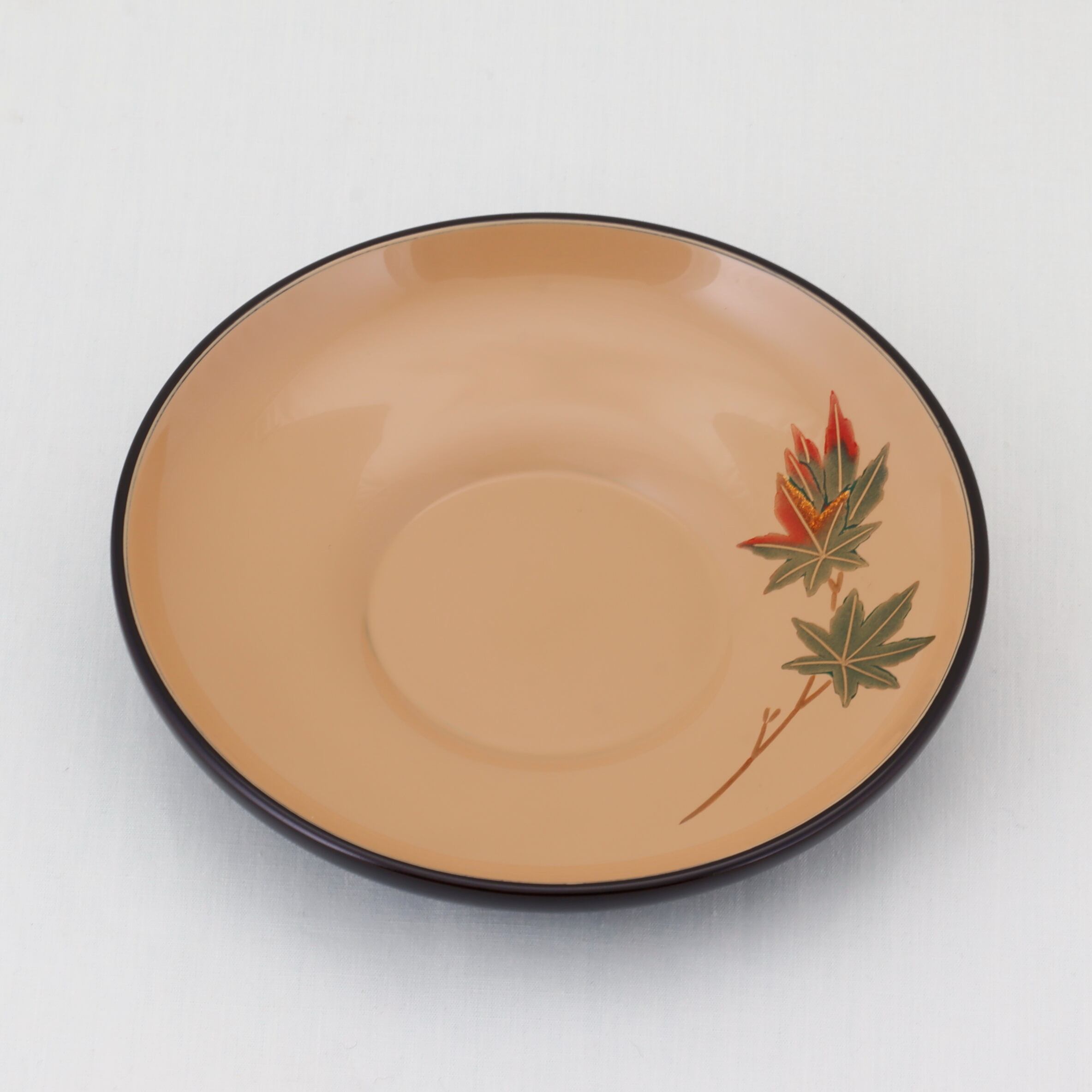 1603 輪島塗 茶托／黒内白塗／草花絵替わり蒔絵／五枚組 | 輪島塗 加藤