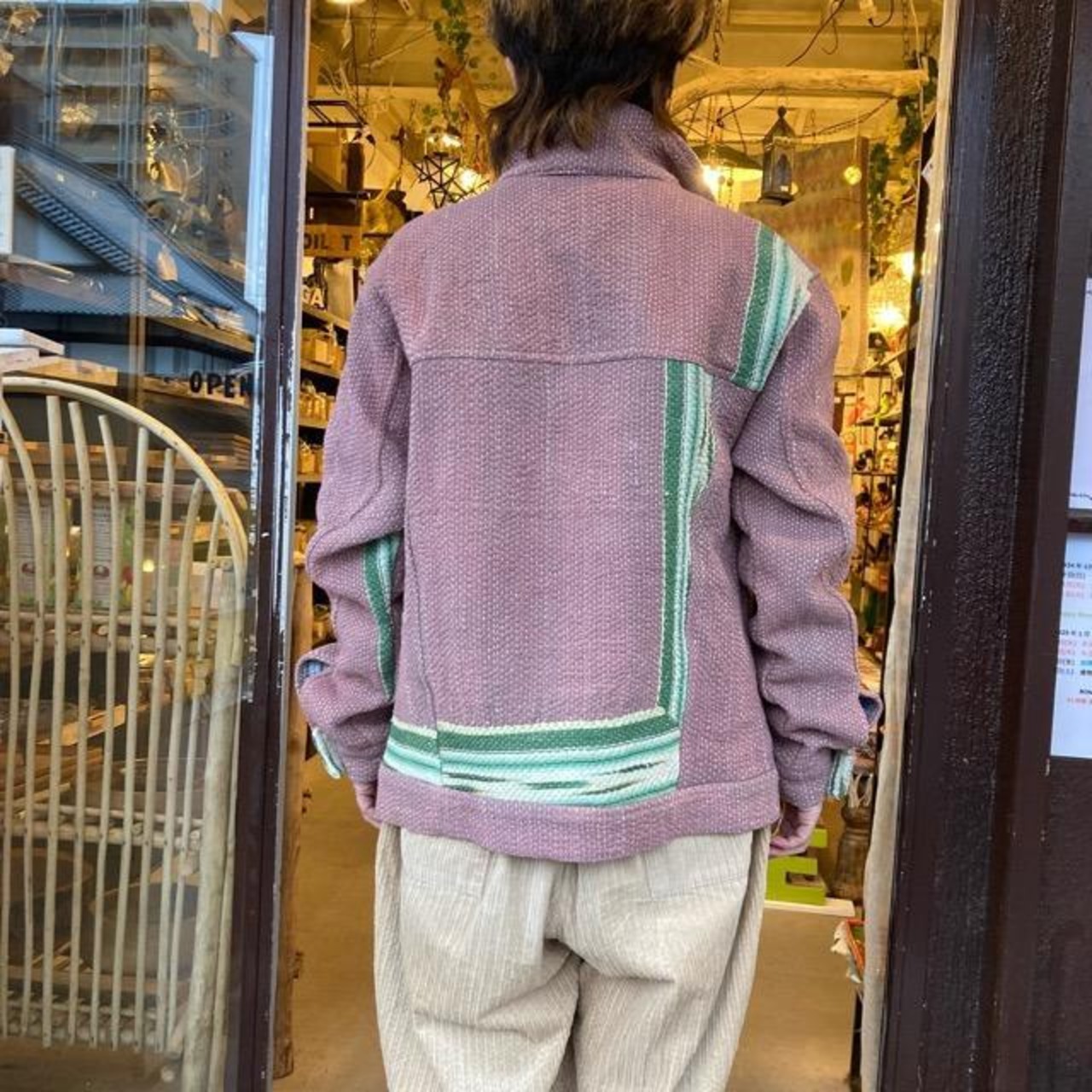 TOPANGA Lady's ヴィンテージラリーキルトジャケット L Type B パープル デニムジャケット レディース メンズ ユニセックス アウター カンタ インド