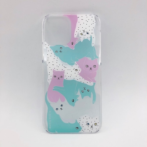 【iPhone12シリーズ3種】アクリルケース CATS colorful