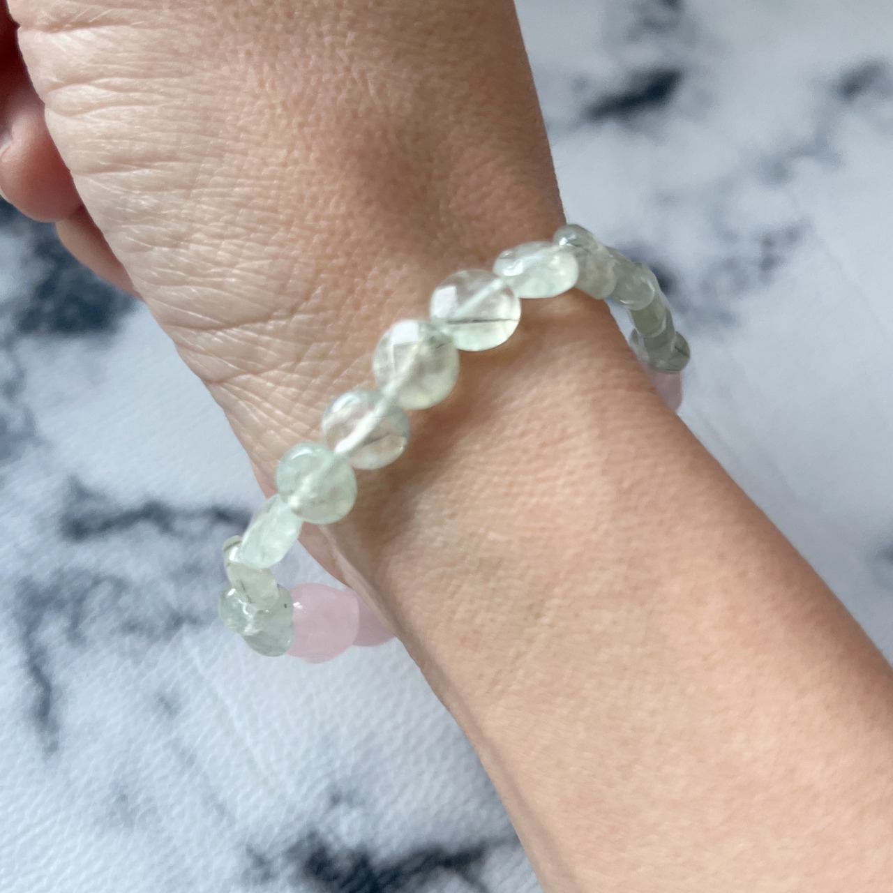 2 colour bracelet [ローズクォーツ×プレナイト] | Empower me