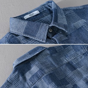 Indigo Patchwork Pattern Shirt / インディゴ パッチワーク パターン シャツ