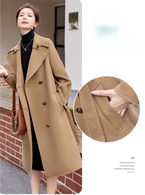 香港スタイル人気のハイエンドカシミヤコートトレンディ2023年初冬