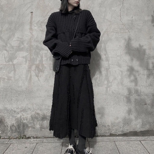 Draped knit mid-length skirt C0465