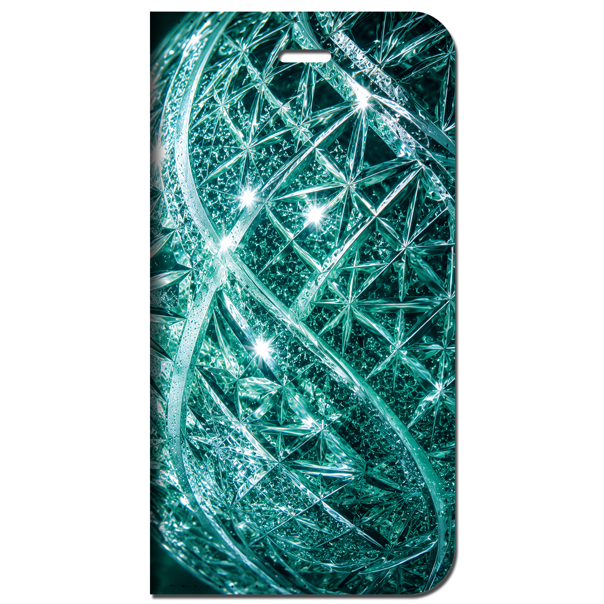 iPhone対応 スマホ 手帳型ケース 夏 江戸切子 翡翠色 エメラルドグリーン すりガラス 伝統美 和モダン 涼やか 粋 涼風切子 翡翠のガラス すりガラス調 スマホケース スタンド 【iPhone17 / iPhone16e / iPhone16 他 iPhone各機種対応】 |iasmjk04