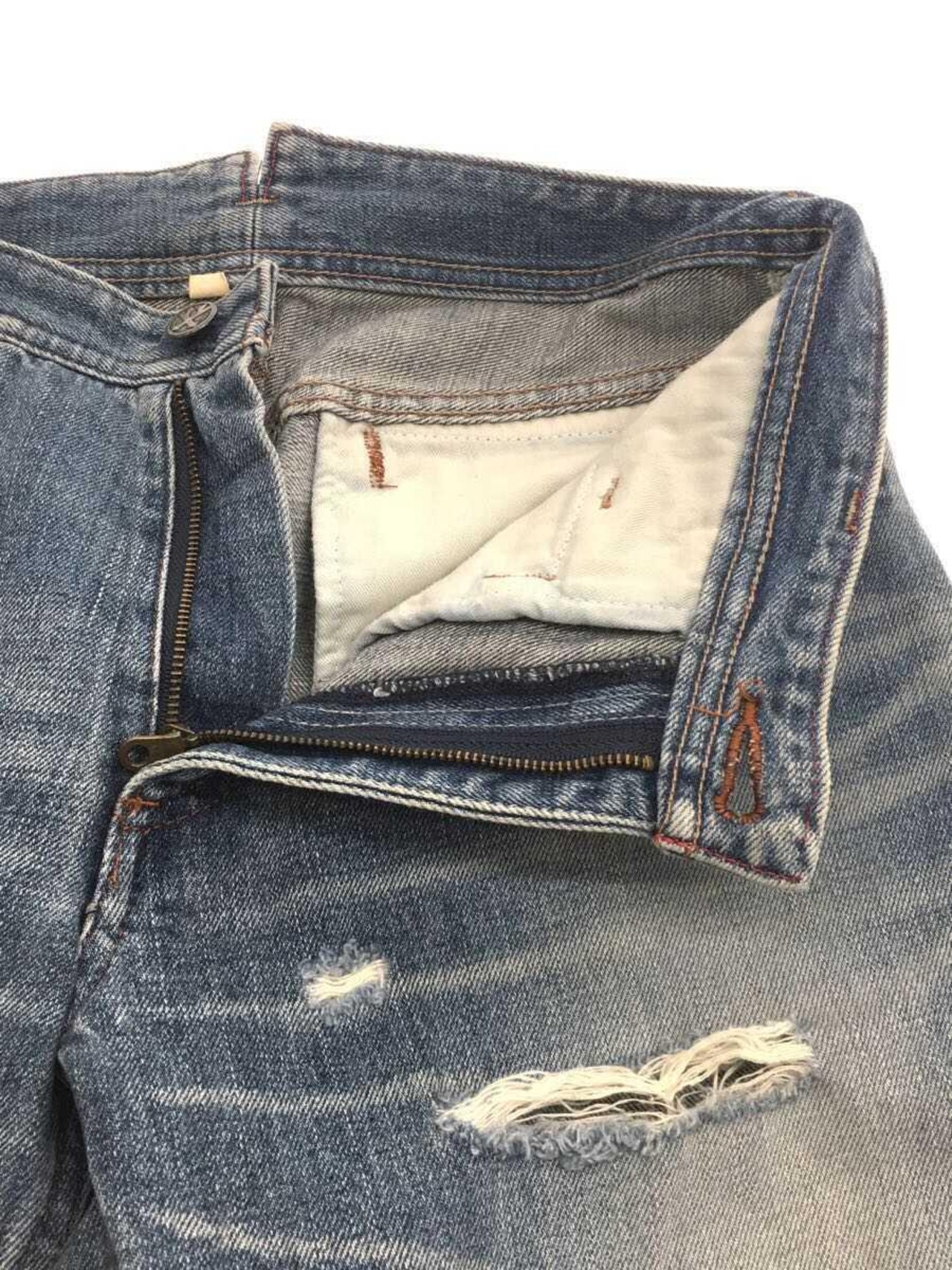 Roen(ロエン)ダメージストレートデニムパンツ/インディゴ