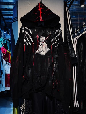 "vivid notes"Orb skeleton iconic design coating hoodie