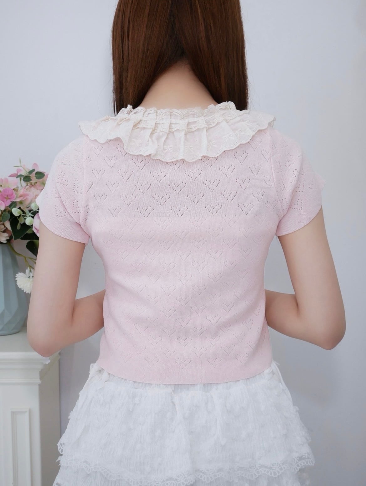 frill heart knit