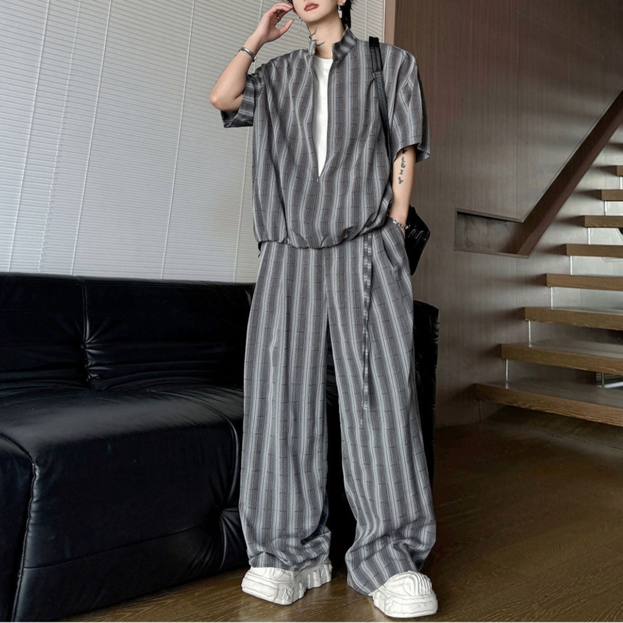 Vertical Stripe Short Sleeve Set up TB2408・画像11