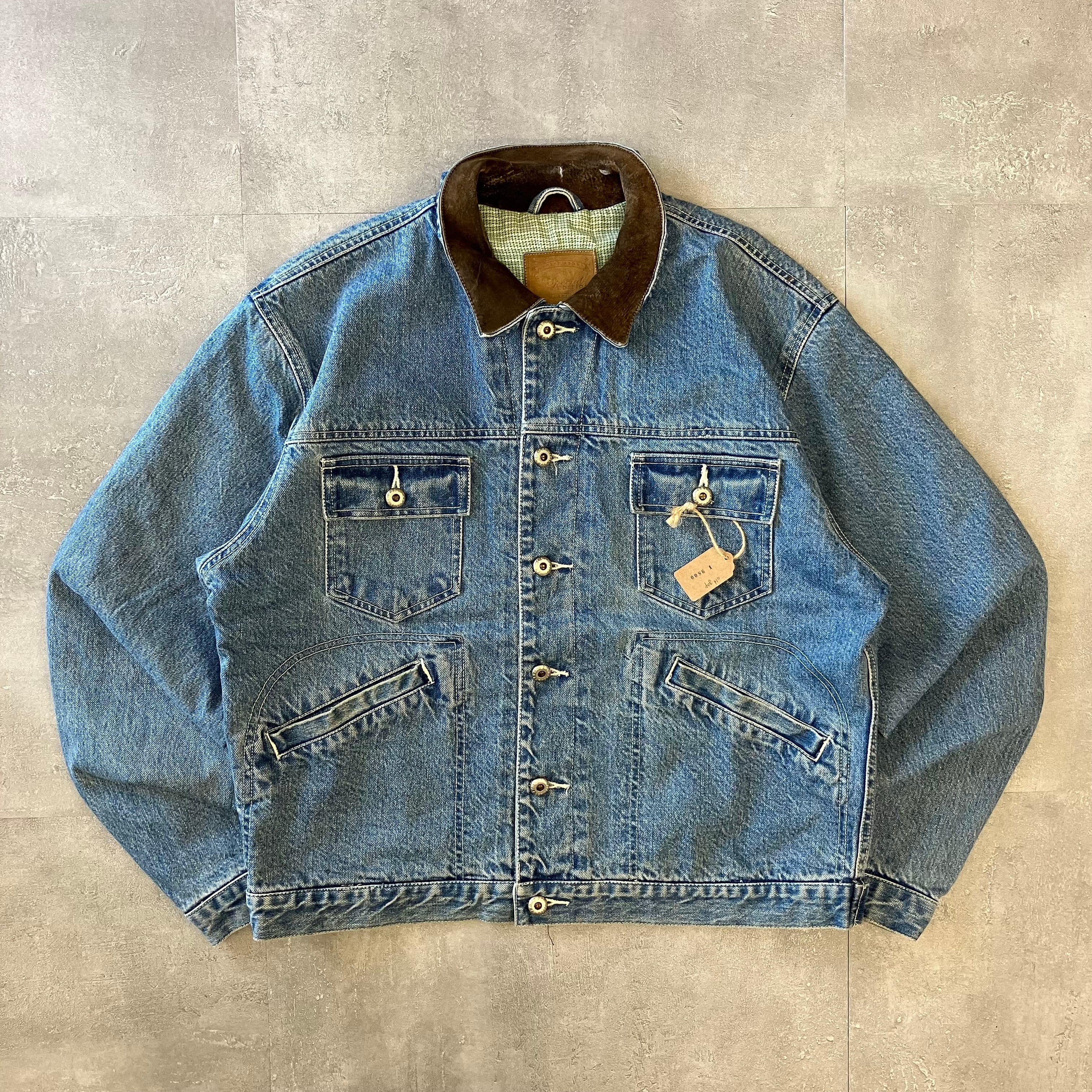 GAP ~00s デニムジャケット レザー 切り返し No.1731