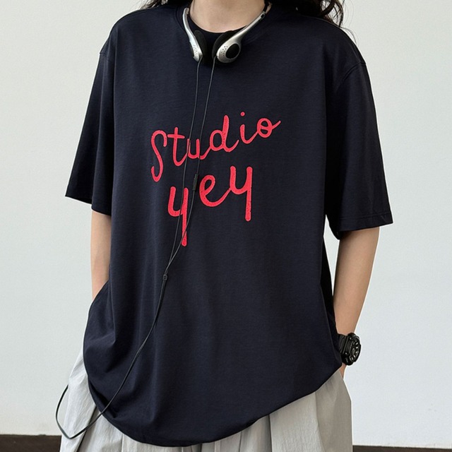 logo print design crew neck t-shirt L0518