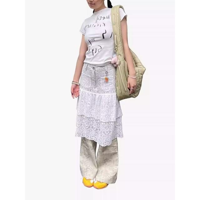 Lace Patchwork Straight Pants (CF086)