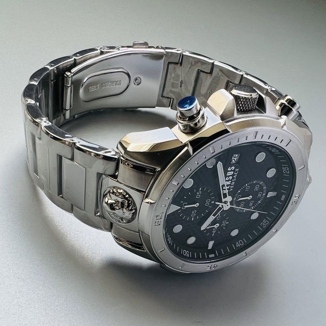 シルバー新品ヴェルサス・ヴェルサーチ高級メンズ腕時計クロノグラフ クォーツ
