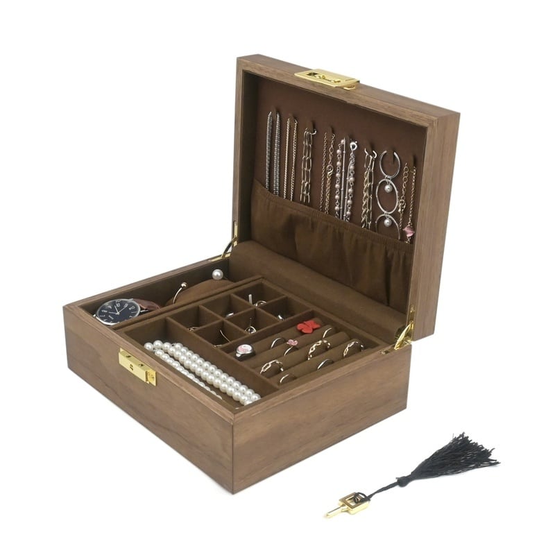 ジュエリーボックス エレガント 木製 大容量 鍵 付き おしゃれ