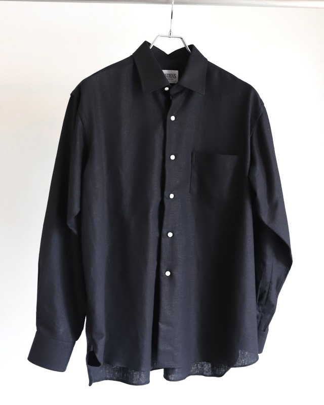 【新品】MINTENS 1930s vintage linen shirts made in France fabrics made in JAPAN ／ デッドストック フランス製生地 リネン シャツ ブラック 日本製  オリジナルブランド 1930年代シルエットサイズ① 実寸L(16程度)・ ② 実寸XL(17H程度)