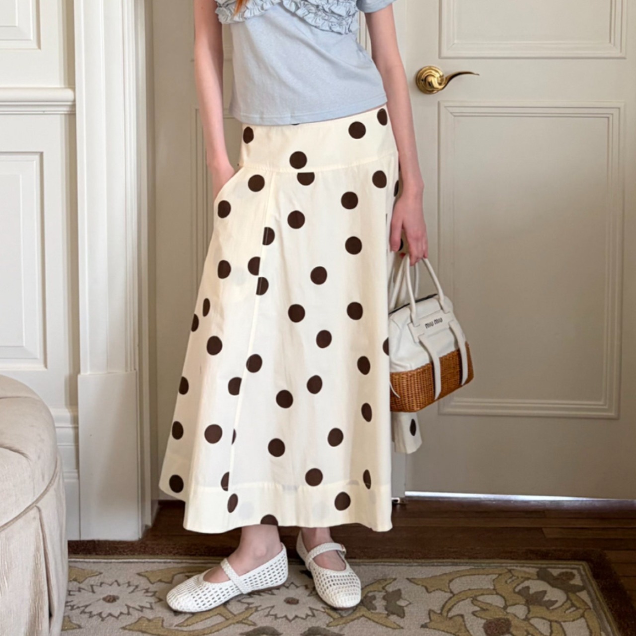 Brun Polka Dot Flare Skirt F0630