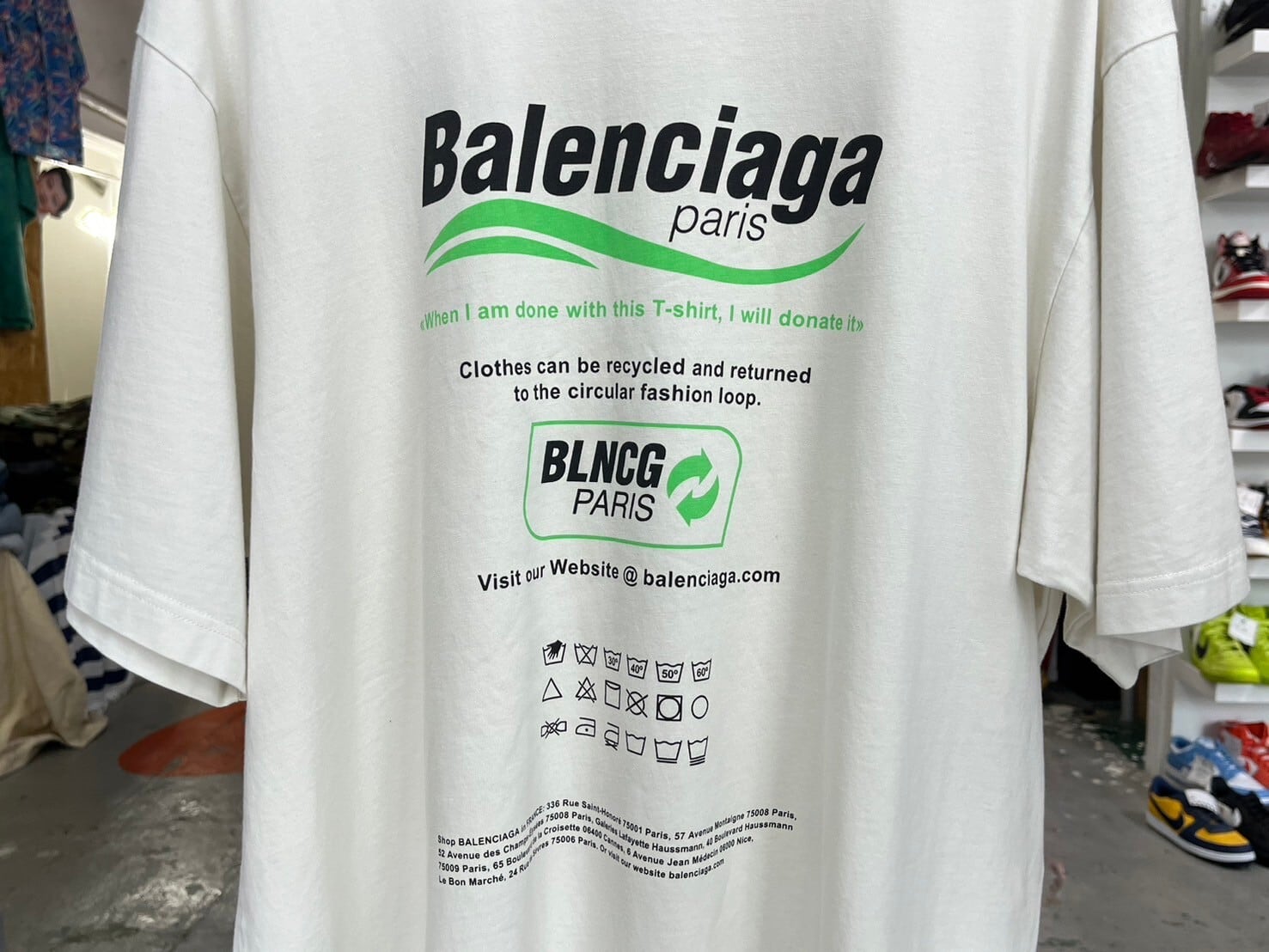 BALENCIAGA DRY CLEANING BOXY TEE NATURAL XXS 651795 64329 | BRAND 