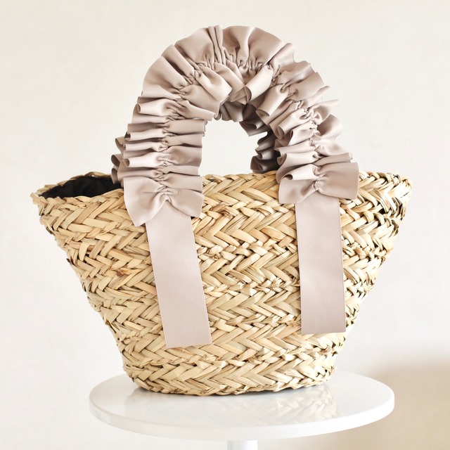 フリルハンドルバッグ by M-Style Luxe｜国産リボン｜ベージュ