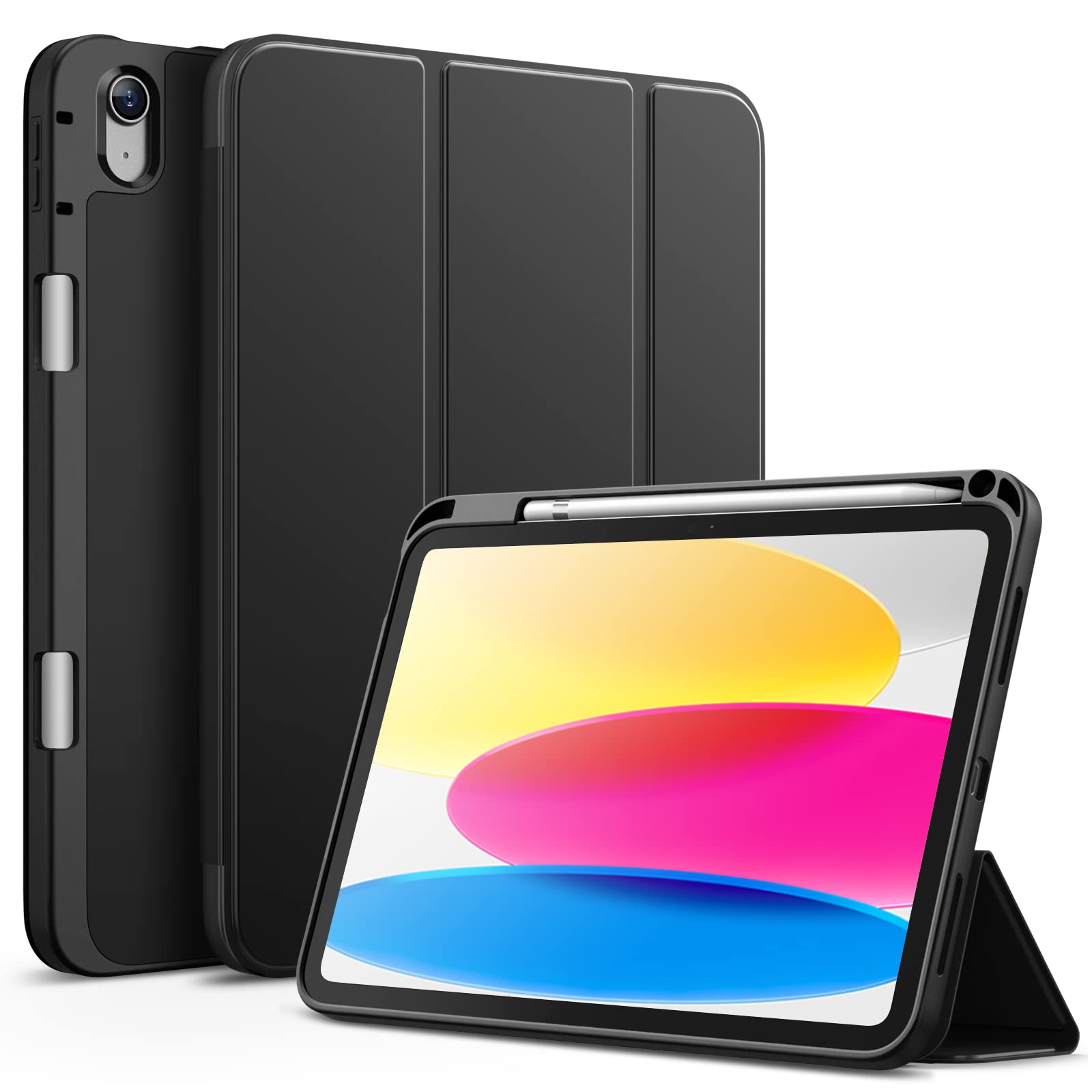 JETech iPad (A16) 第11/10世代用 ケースカバー (ブラック)