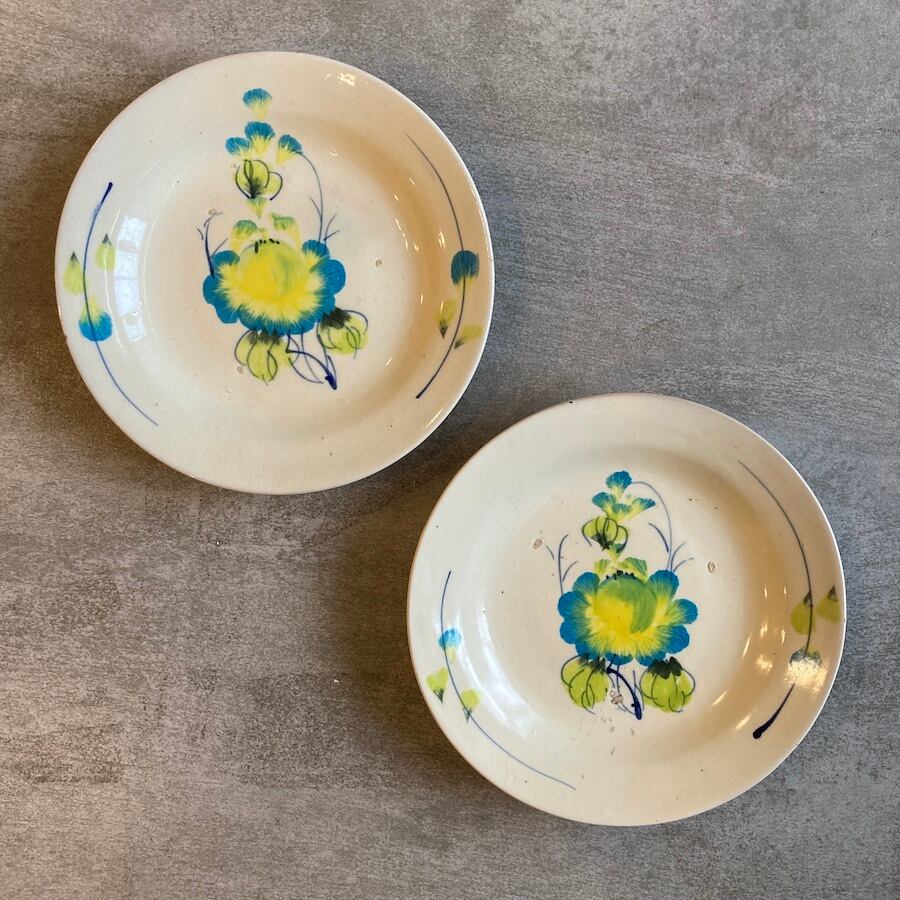 ソンベー焼きの平皿(中皿)4枚セット p69ソンベ焼き5枚 ソンベ song be ベトナム 幻の陶器