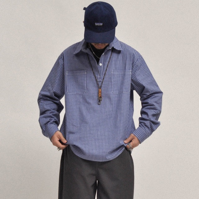 ヴィンテージチェック・ハーフボタンシャツ A2143