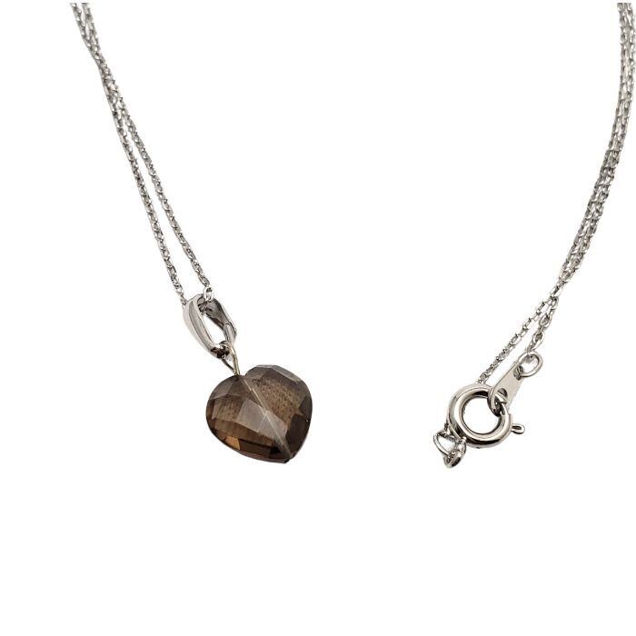 スモーキークォーツ パワーストーン ネックレス ハート レディース 天然石 ペンダント 茶色 ブラウン 幸運 かわいい シンプル おしゃれ オシャレ 手作り ハンドメイド アクセサリー メール便 送料無料 プレゼント ラッピング無料