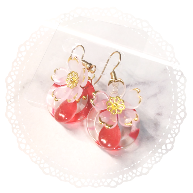 【ピアス】紅桜の円環