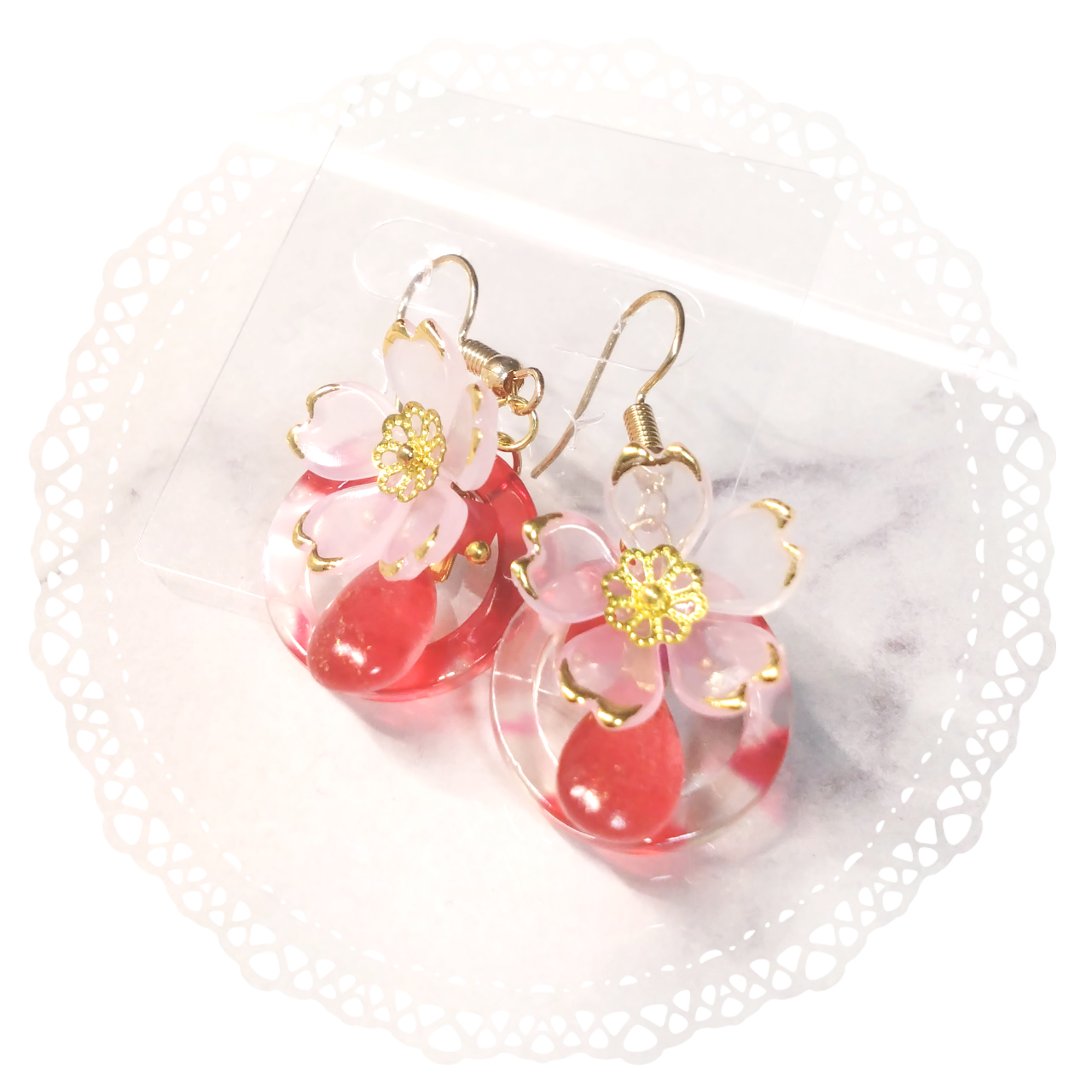 【ピアス】紅桜の円環