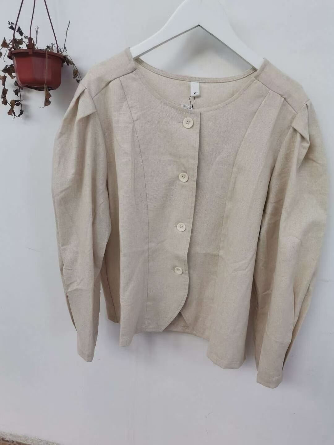 リネンブレンド パフスリーブシャツジャケット  ASF-212010-1047