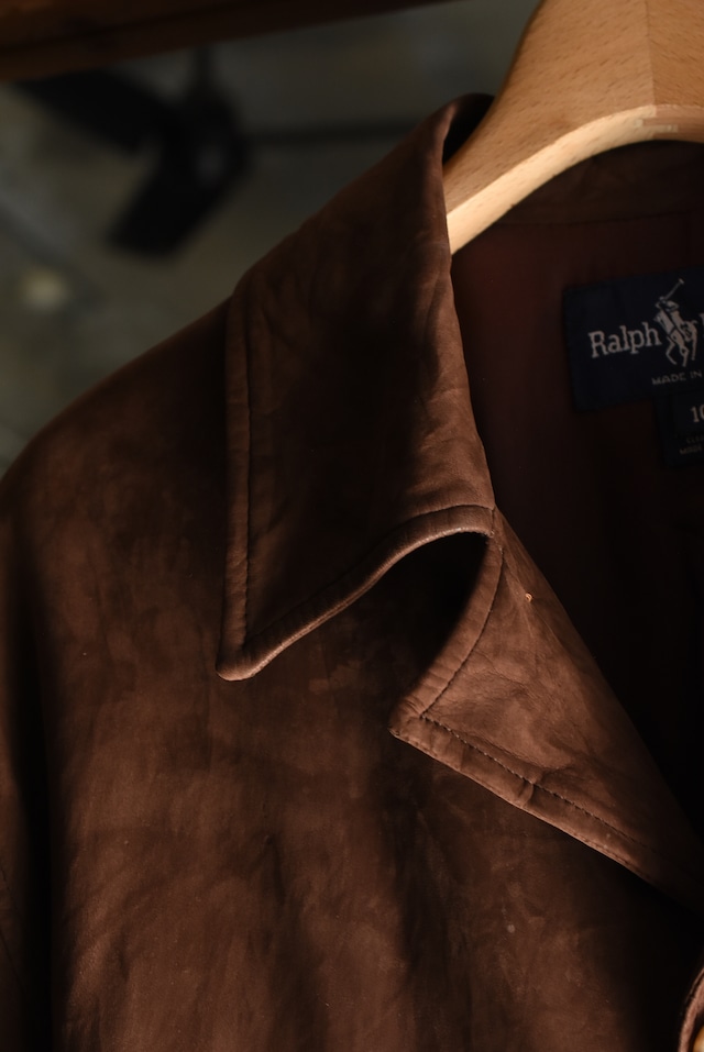 OK／80-90's "Ralph Lauren" nubuck leather harf coat