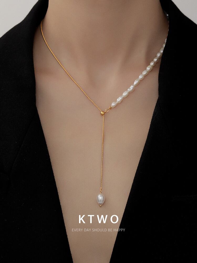 品質重視』.18K金ネックレスパール女性鎖骨チェーンファッションペンダント
