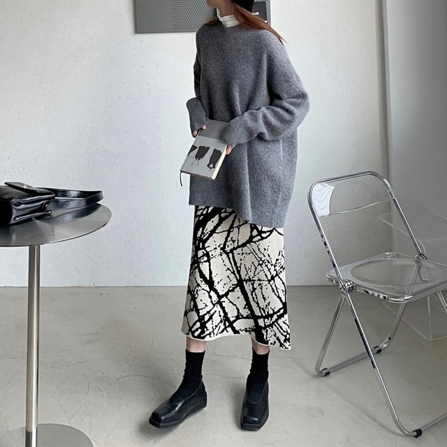 monotone abstract skirt　10005