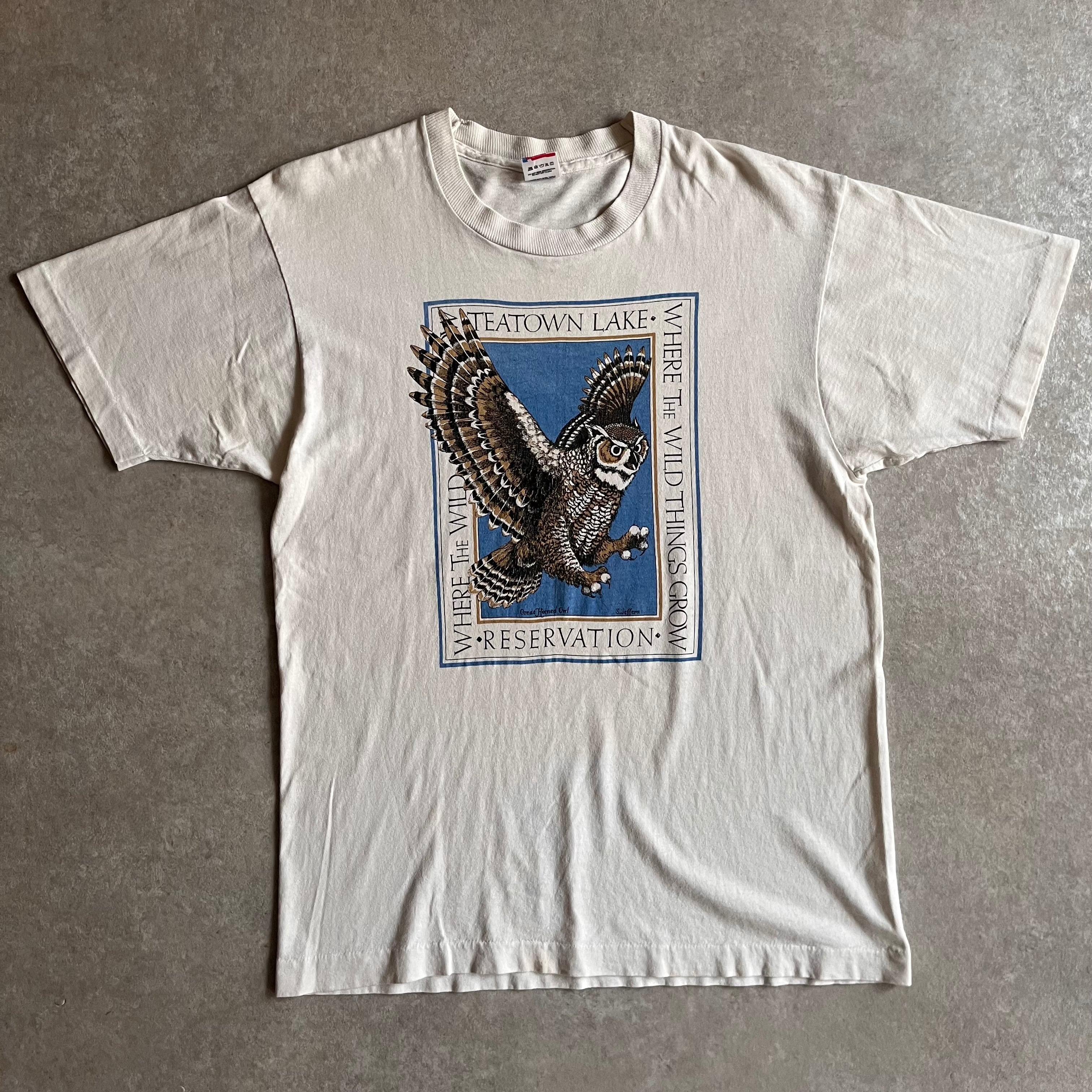 1990s FRUIT OF THE LOOM ”OWL” Tee L Made in USA