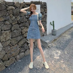 flower denim dress