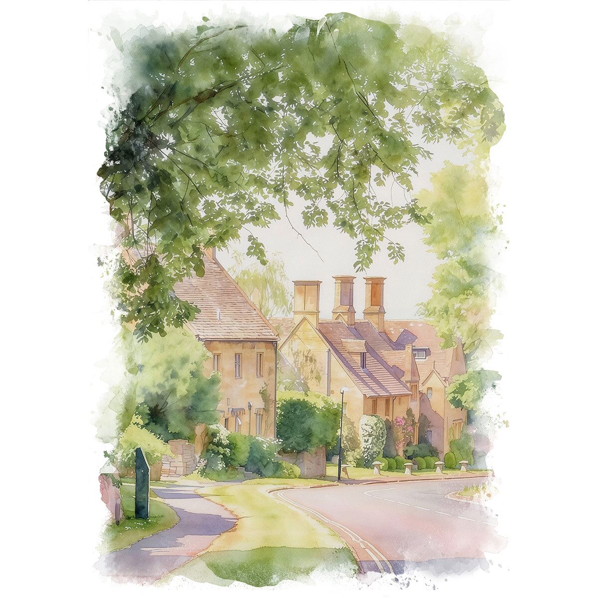 絵画 イギリス 風景画(街並み) ロンドン ハムステッド インテリア