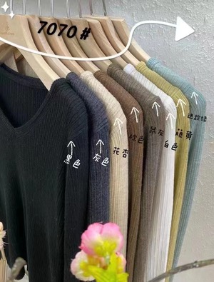 シンプル薄手リブニット　AJ111-7070