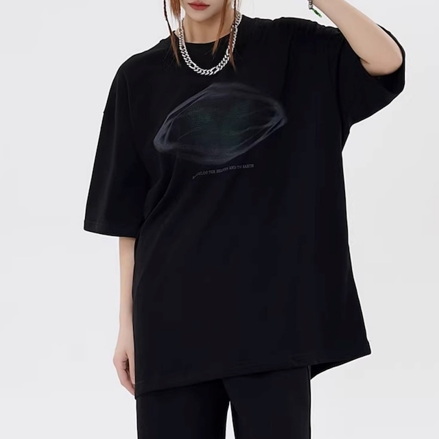 アブストラクトグラフィックルーズフィットTシャツ 2col R02098