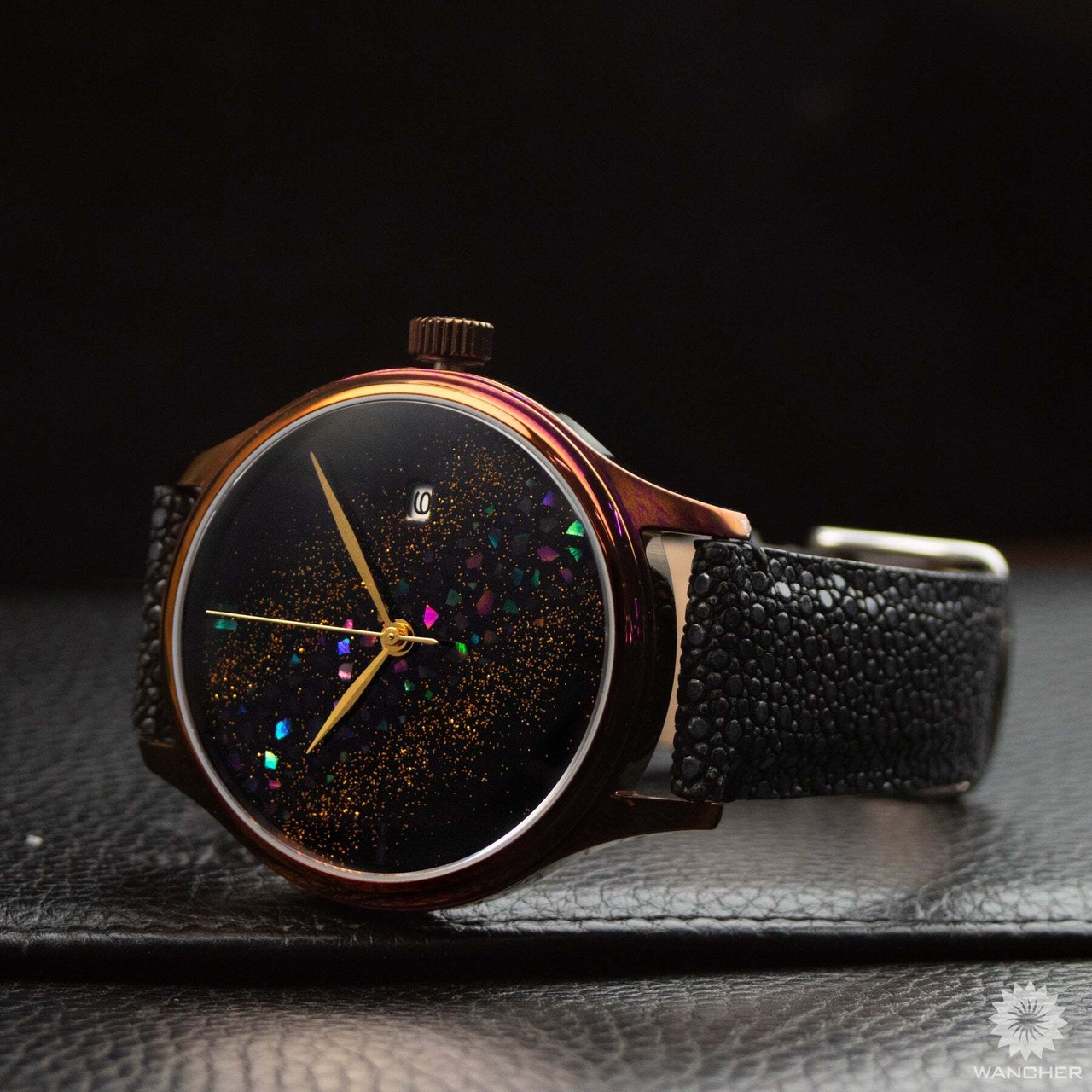 ドリームウォッチ・螺鈿 シルバー ガルーシャ製本革ベルト