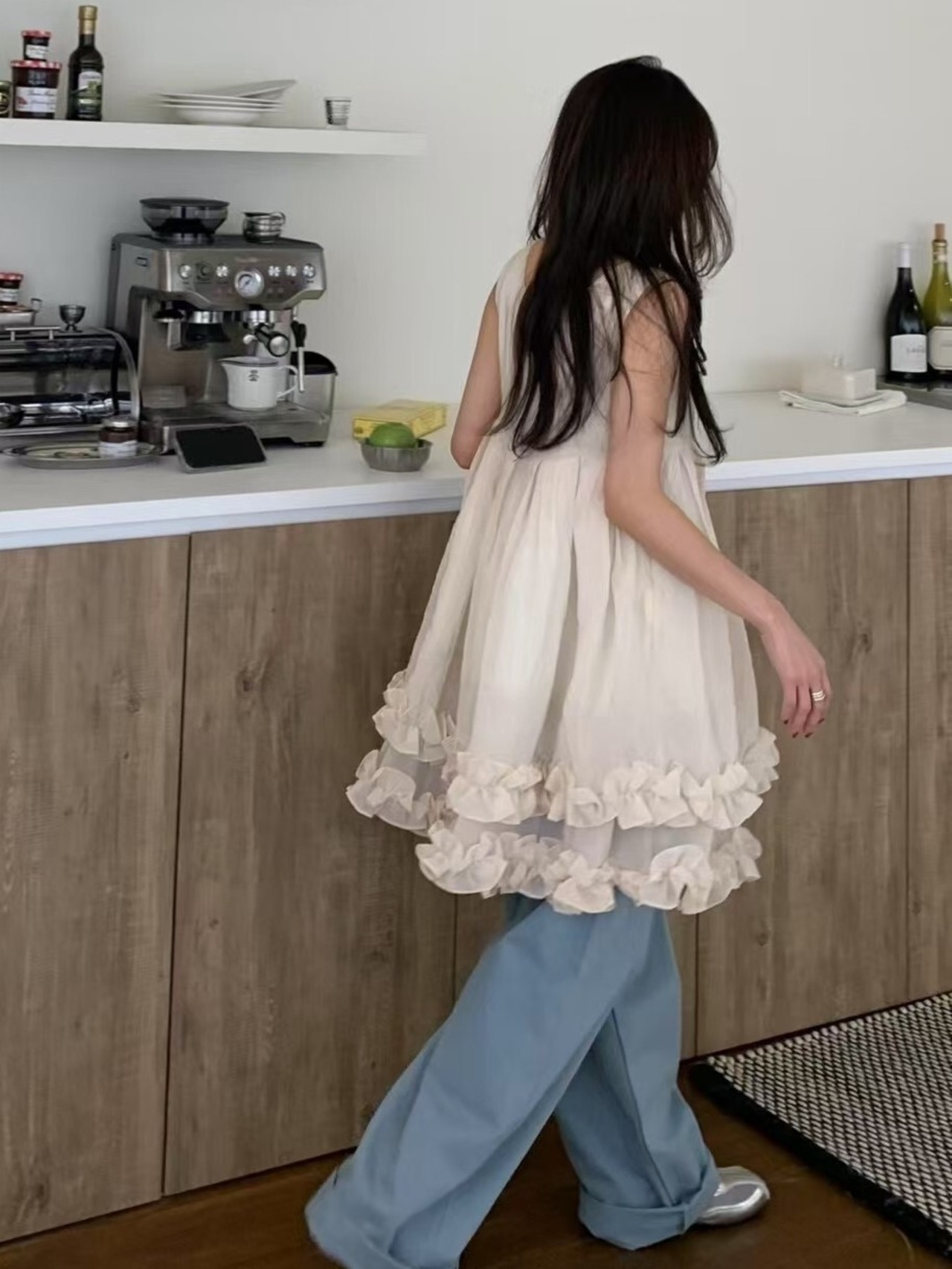 ギャザーフリルワンピース D1372