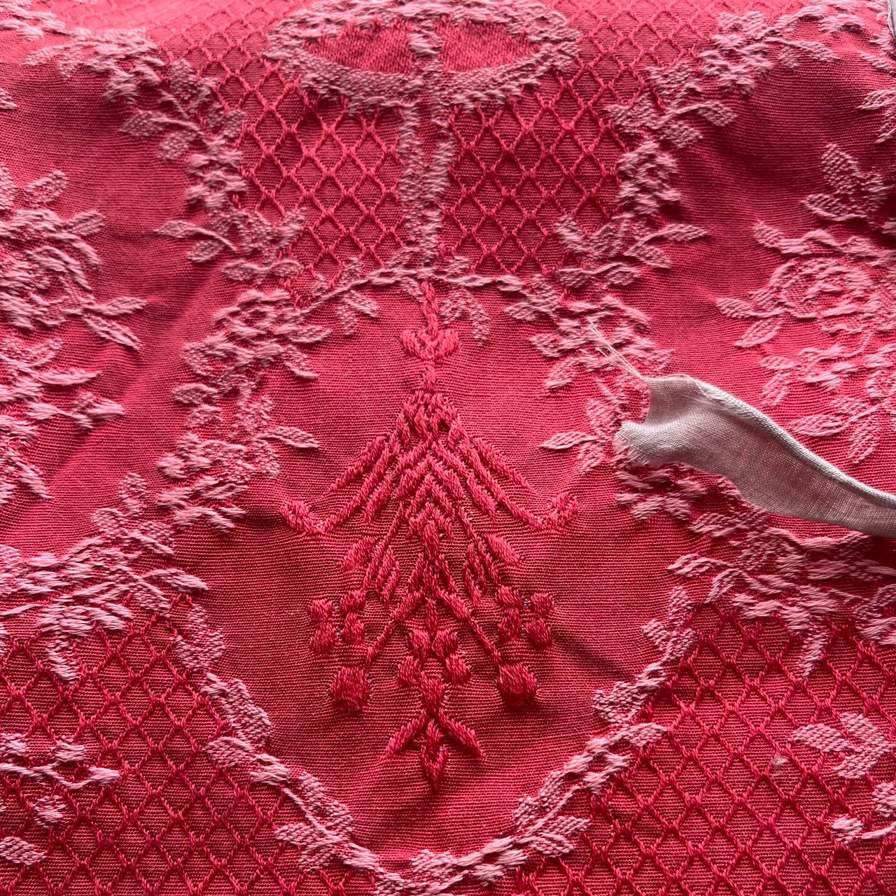 Vintage Fabric生地 ブーケダマスク ジャガード 約60×48cm or 約60