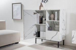 【幅72cm】Ellis 大理石柄キャビネット