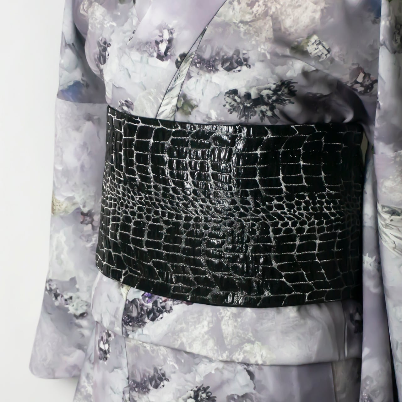 RumiRock半幅帯 「艶クロコ」ブラック [E620] | Rumi Rock Store