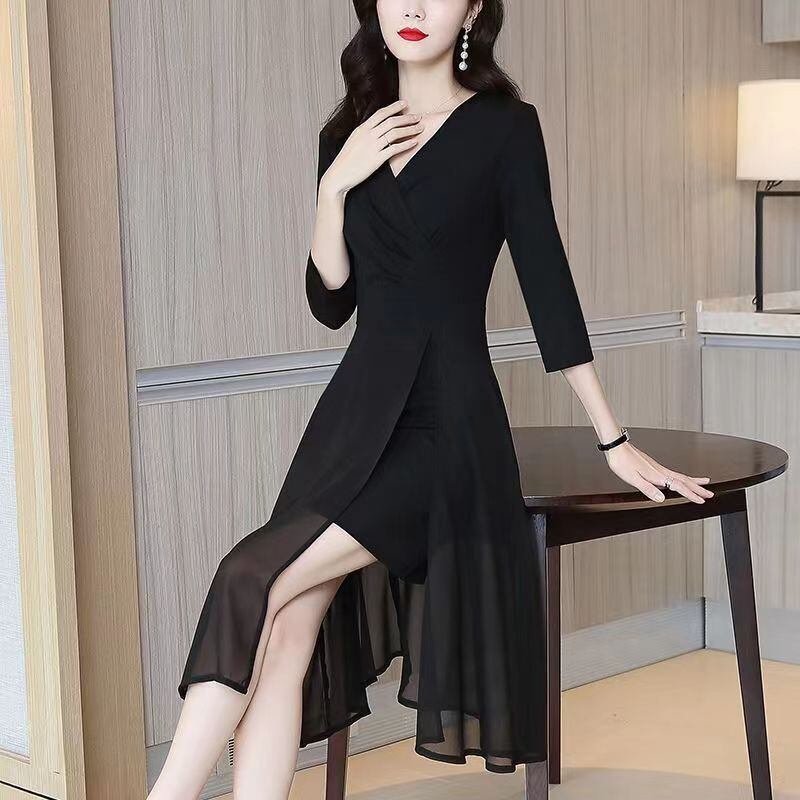 ワンピース フレアワンピース ワンピドレス ショート ショート丈 膝丈 ひざ丈 半袖 7分袖 長袖 Vネック カシュクール フレア スリム タイト 細身 スリット サイドスリット ハイウエスト 透け感 薄手 大人可愛い きれいめ シンプル 大人 上品 おしゃれ お洒落 エレガント フォーマル 無地 春 夏 秋 冬 オールシーズン シーズンレス 謝恩会 結婚式 二次会 披露宴 10代 20代 30代 レディース パーティー イベント ホテル レストラン S M L XL 2XL 3XL ジャスト ブラック