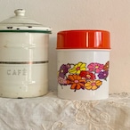 ビンテージ ワールド印 花柄レトロポップなキャニスター プラスチック フタ付きキャニスター 昭和レトロ