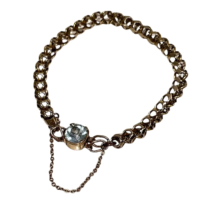 vintage 9ct gold fancy chain bracelet with topaz clasp