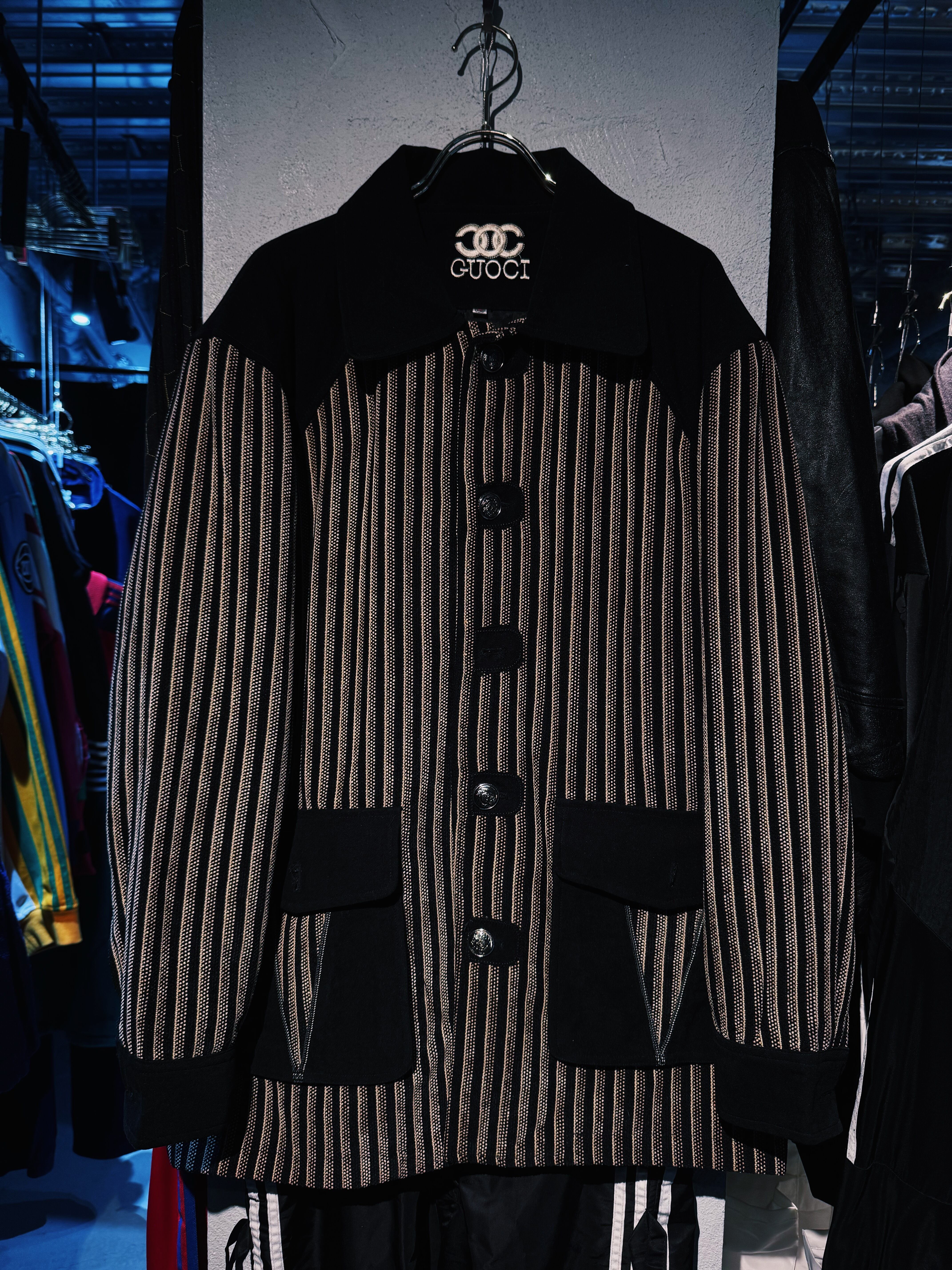 【D4C】vintage cotton×design knit switching pattern jacket