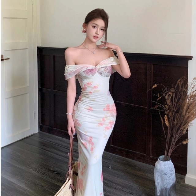 2丈選べる♡ワンピース オフショルダー 花柄 シルエット 魅せられる S M