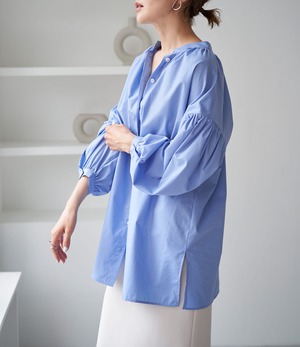 2way Gathered Blouse - BLUE