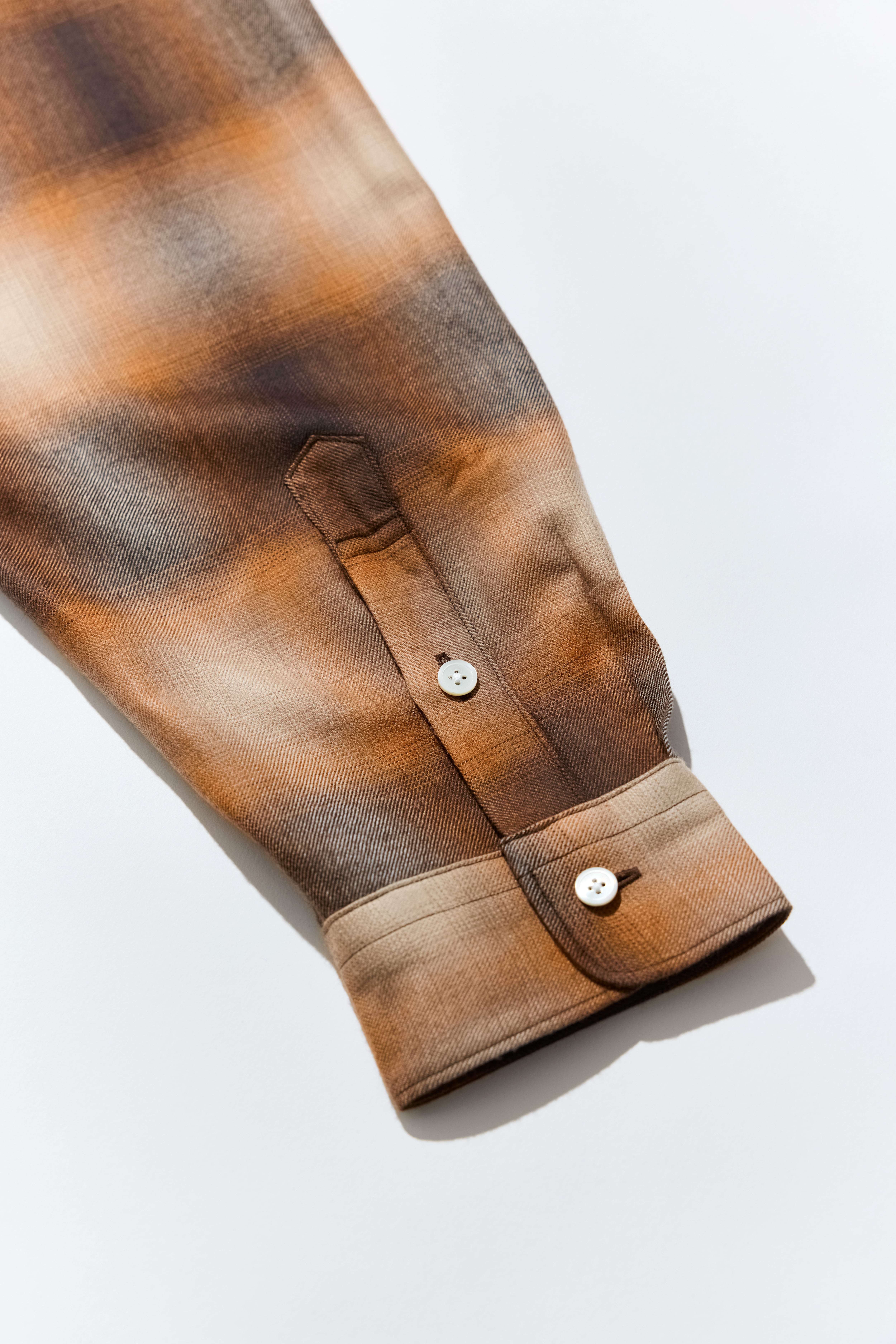 美品 WELLDER ウールチェックシャツ サイズ1 ブラウン メンズ Wool Wide Silhouette Shirts | wellder