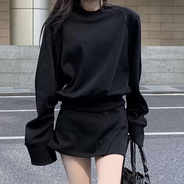 Black two-piece sweatshirt set (ME328)