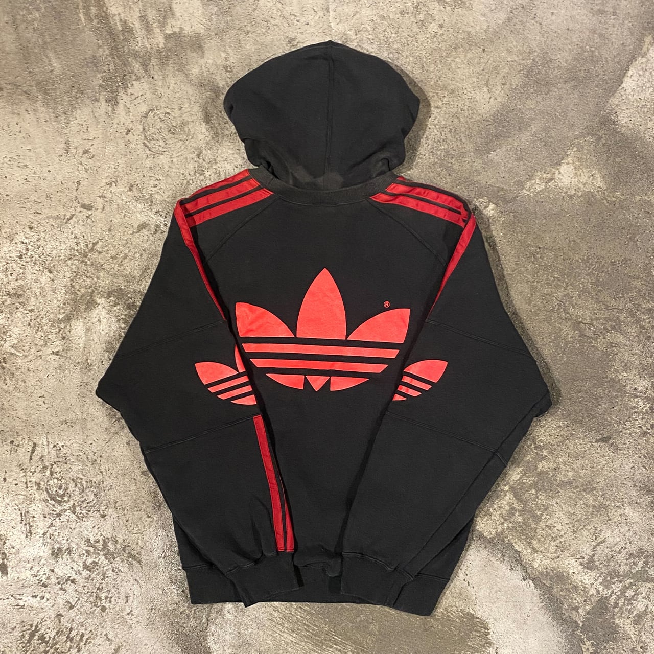 アディダス 80s デサント製　パーカー Ｌ used 美品 80s adidas L/S HOODED SWEAT アディダス デサント 長袖 パーカー